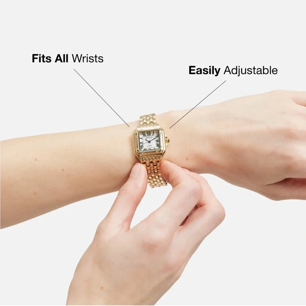 Panthere Classic Rectangle Stainless Steel Gold Watch